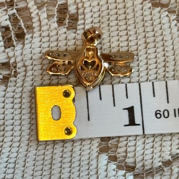 Blue Sage Honey Bee Pendant | Rose Gold Plated over 925 Sterling Silver - Picture 3 of 4